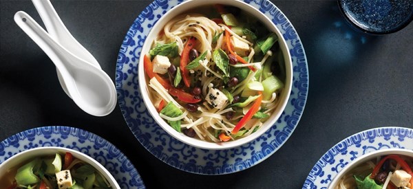 Bok choy-bean noodle bowls