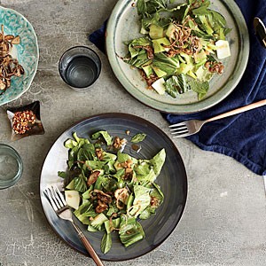 Bok choy salad with fried shallots