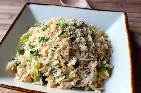 Bok choy steamed rice