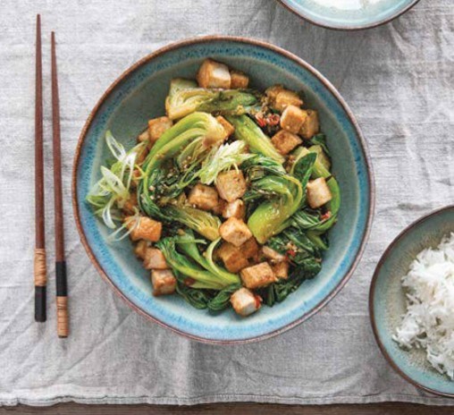 Bok choy with crispy tofu stir-fry