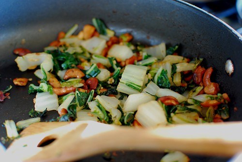 Bok choy with five-spice cashews