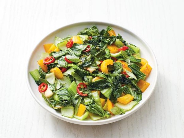 Bok choy with sweet and hot peppers