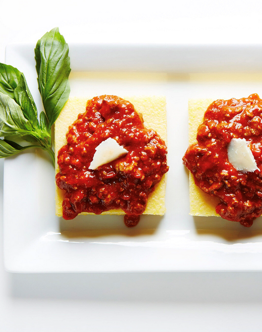 Bolognese-smothered Parmesan polenta