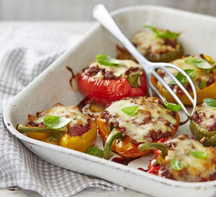 Bolognese-stuffed roast peppers