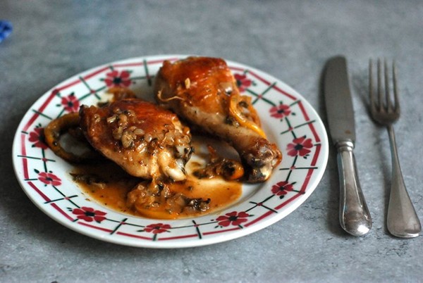 Bon Appetit's roasted chicken legs with lemon and oregano