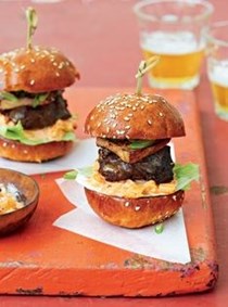 Boneless short-rib sliders with foie gras & kimchi mayo