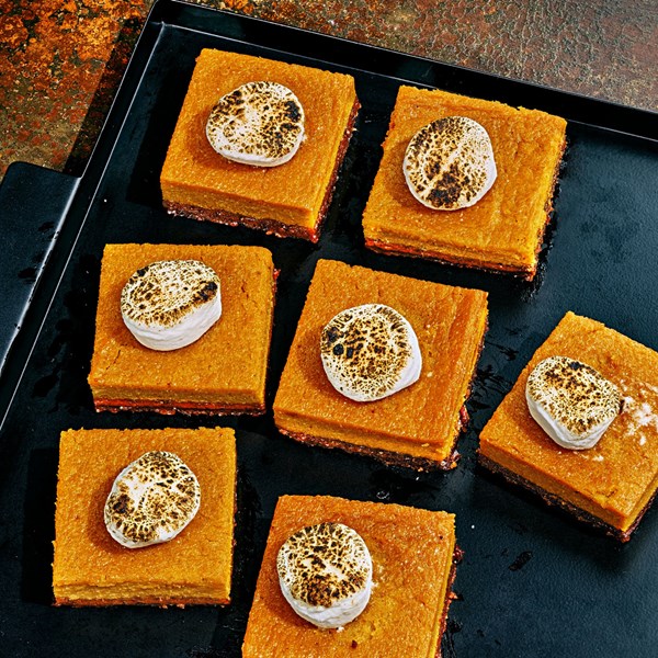 Boozy bourbon sweet potato pie squares 
