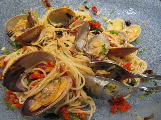 Boozy date night clams and capellini