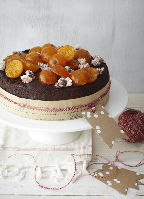 Boozy fruits and spiced chocolate Christmas cake