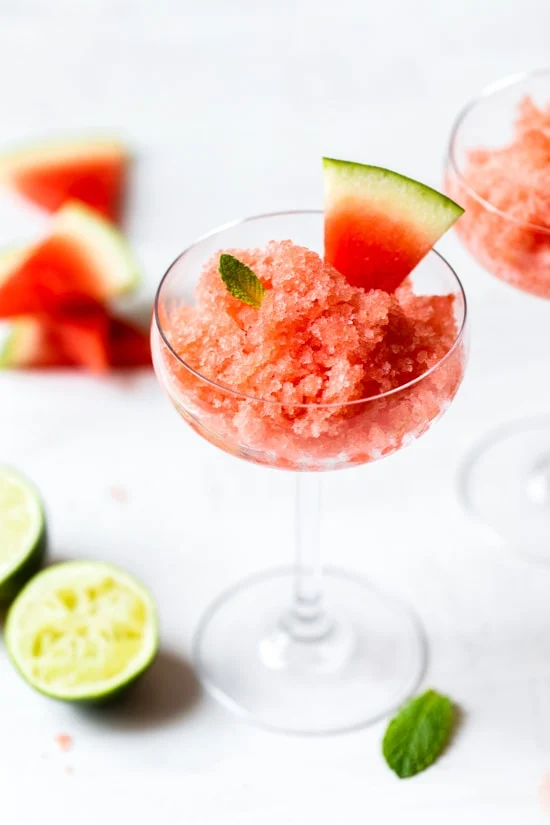 Boozy watermelon lime granita