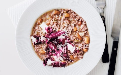 Borlotti bean, radicchio and red wine risotto