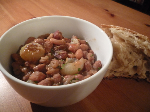 Borlotti beans braised with cipolline