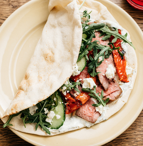 Borough Market grilled lamb sandwich with the works