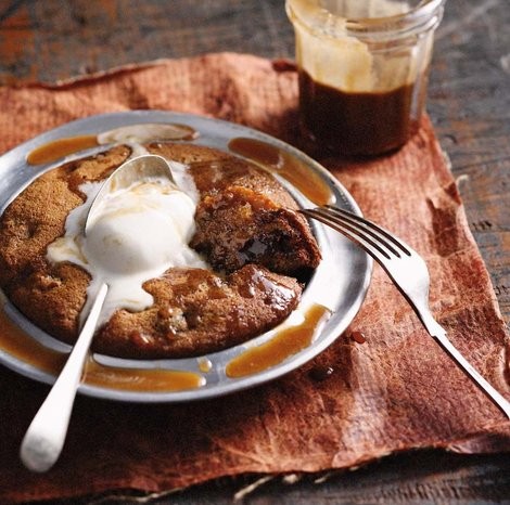 Bourbon & raisin pudding with butterscotch sauce