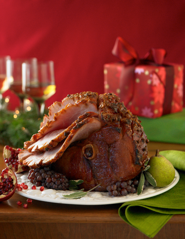 Bourbon and brown sugar-crusted ham