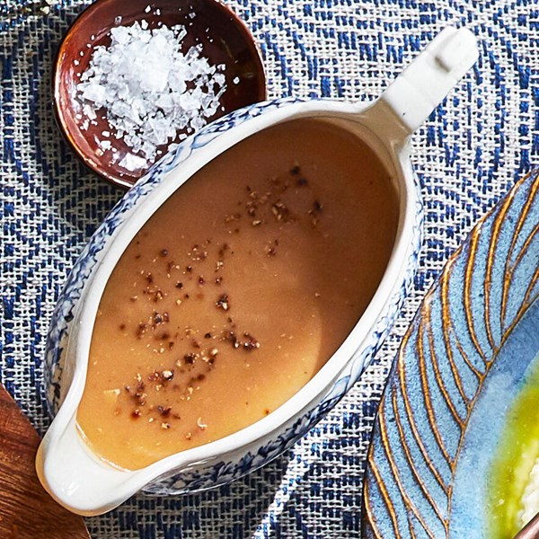 Bourbon and cider pan gravy
