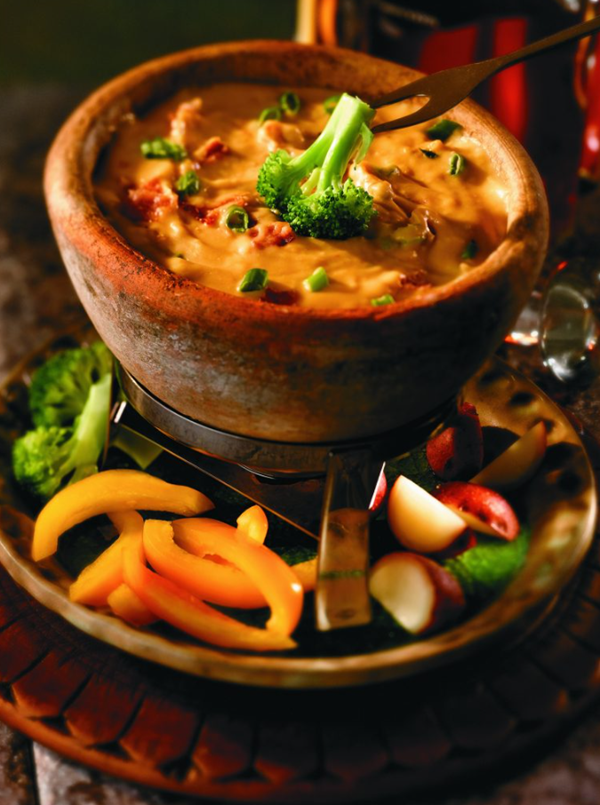 Bourbon bacon cheddar fondue