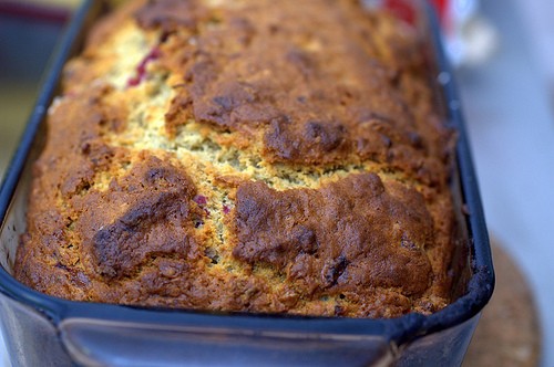 Bourbon banana bread with maple sugar