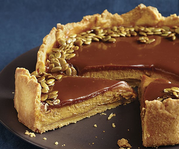Bourbon-caramel pumpkin tart