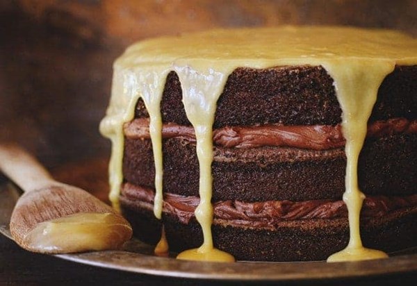 Bourbon chocolate tipsy cake