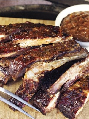 Bourbon-glazed ribs