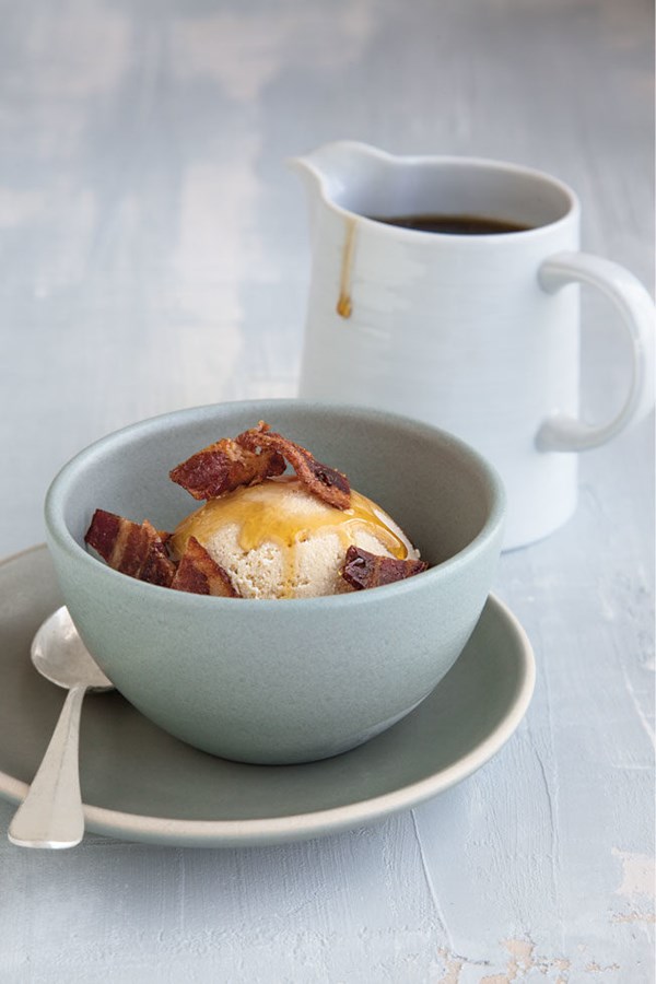 Bourbon ice cream with candied bacon