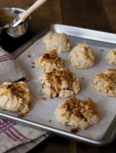 Bourbon-maple glazed cheddar bacon biscuits