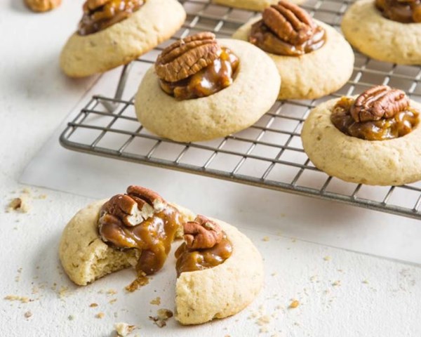 Bourbon pecan thumbprint cookies