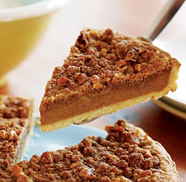 Bourbon pumpkin tart with walnut streusel