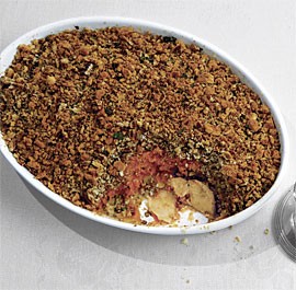 Bourbon sweet potato and apple casserole with a pecan crust