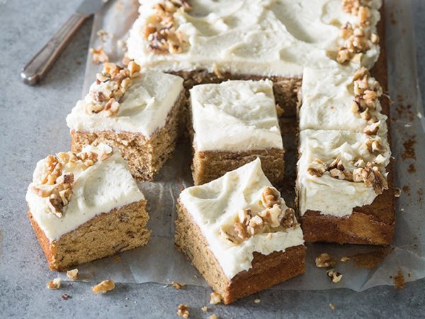 Bourbon-walnut brown sugar cake with mascarpone buttercream