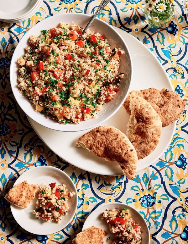 Bowl of summer: Stone fruit and heirloom tomato tabouli [Suman Shah]