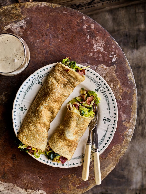 Boxty with cabbage and bacon