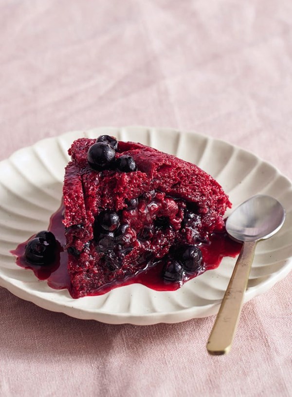 Boysenberry, blackcurrant and gin summer pudding
