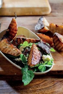 Braaied pear, biltong and feta salad