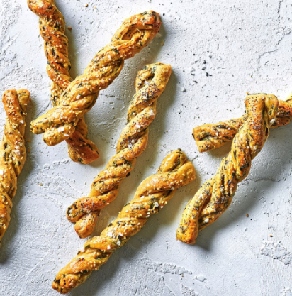 Braided breadsticks with chard