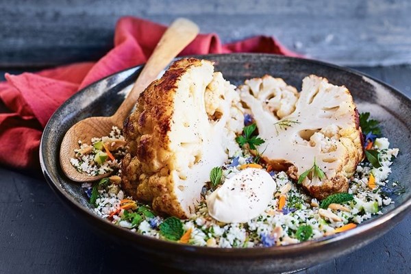 Braised and charred cauliflower