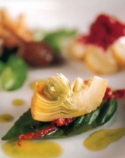 Braised artichokes with basil and mint