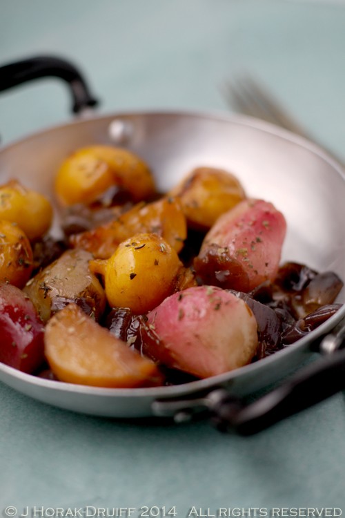 Braised baby turnips and radishes