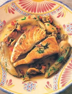 Braised barramundi with endives