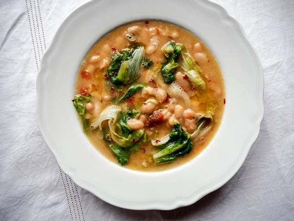 Braised beans and greens