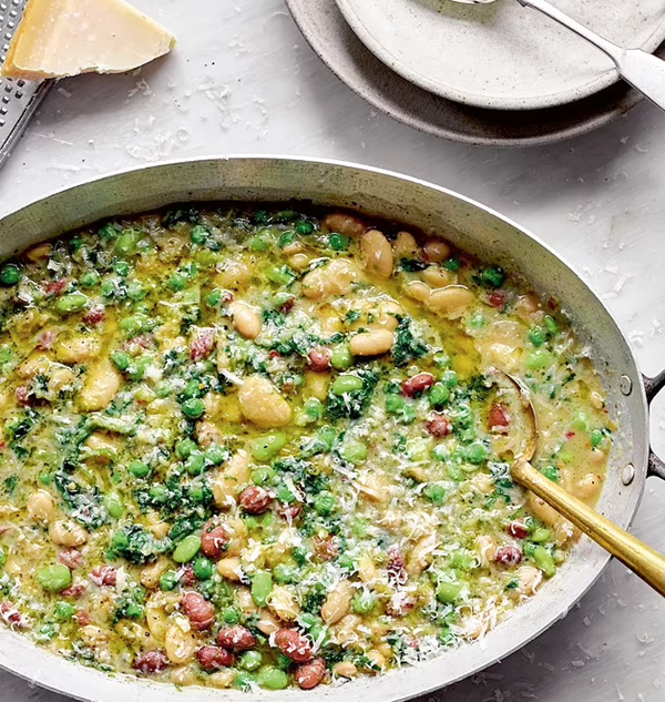 Braised beans and greens