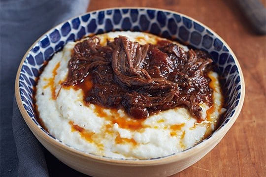 Braised beef short ribs with Manchego grits