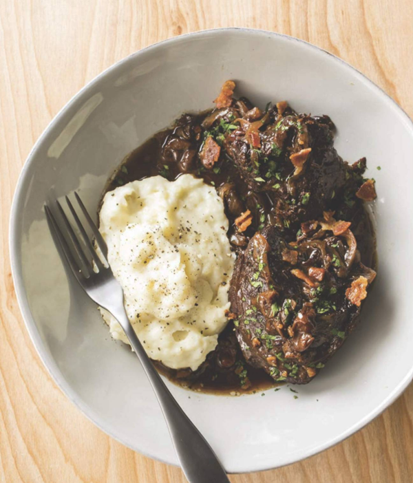 Braised beef with red wine and cherries