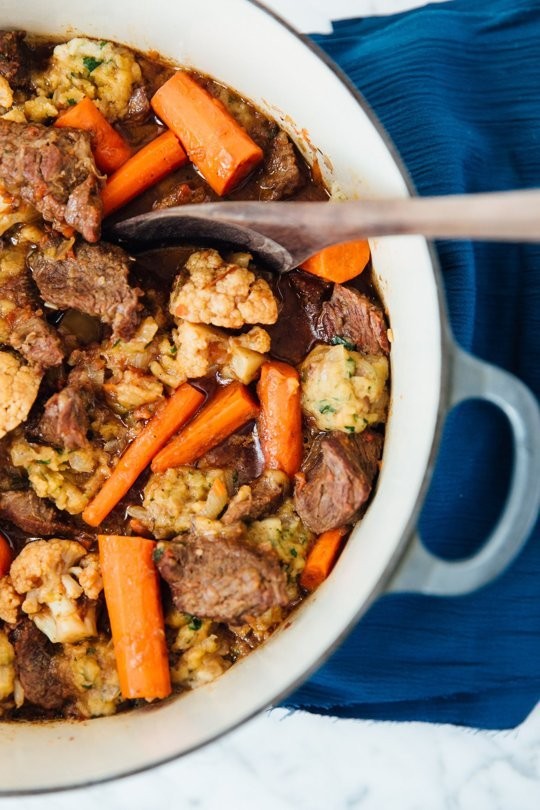 Braised beef with semolina dumplings