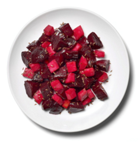 Braised beets with ham and beer