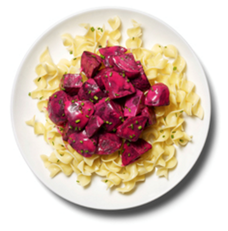 Braised beets with sour cream and chives