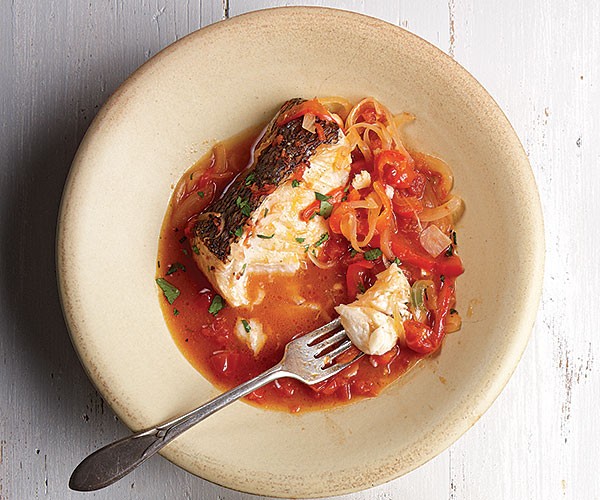 Braised black sea bass