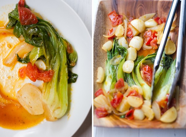 Braised bok choy + hakurai turnips