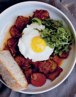 Braised brisket and fingerling potato hash